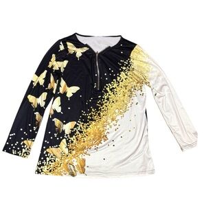 Black and Gold Artistic Long Sleeve Tee